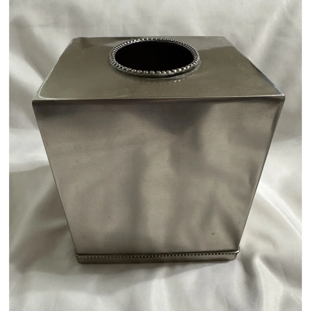 Vintage Tissue Box Stainless Steel Hollywood Regency